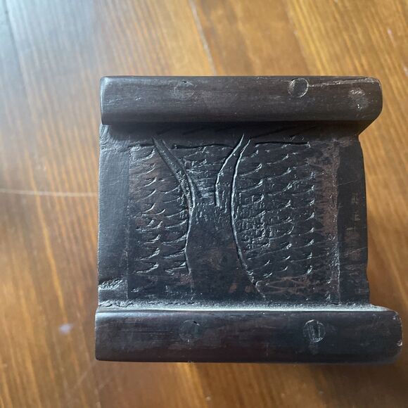 RARE Vtg Walt Disney World Elephant Rhino Carved Wooden Box Marble Jar Complete - Picture 10 of 11